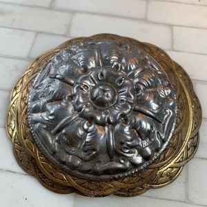 4 / 20 $ SALE Vintage mixed metal oblong brooch ( silver / brass tone)